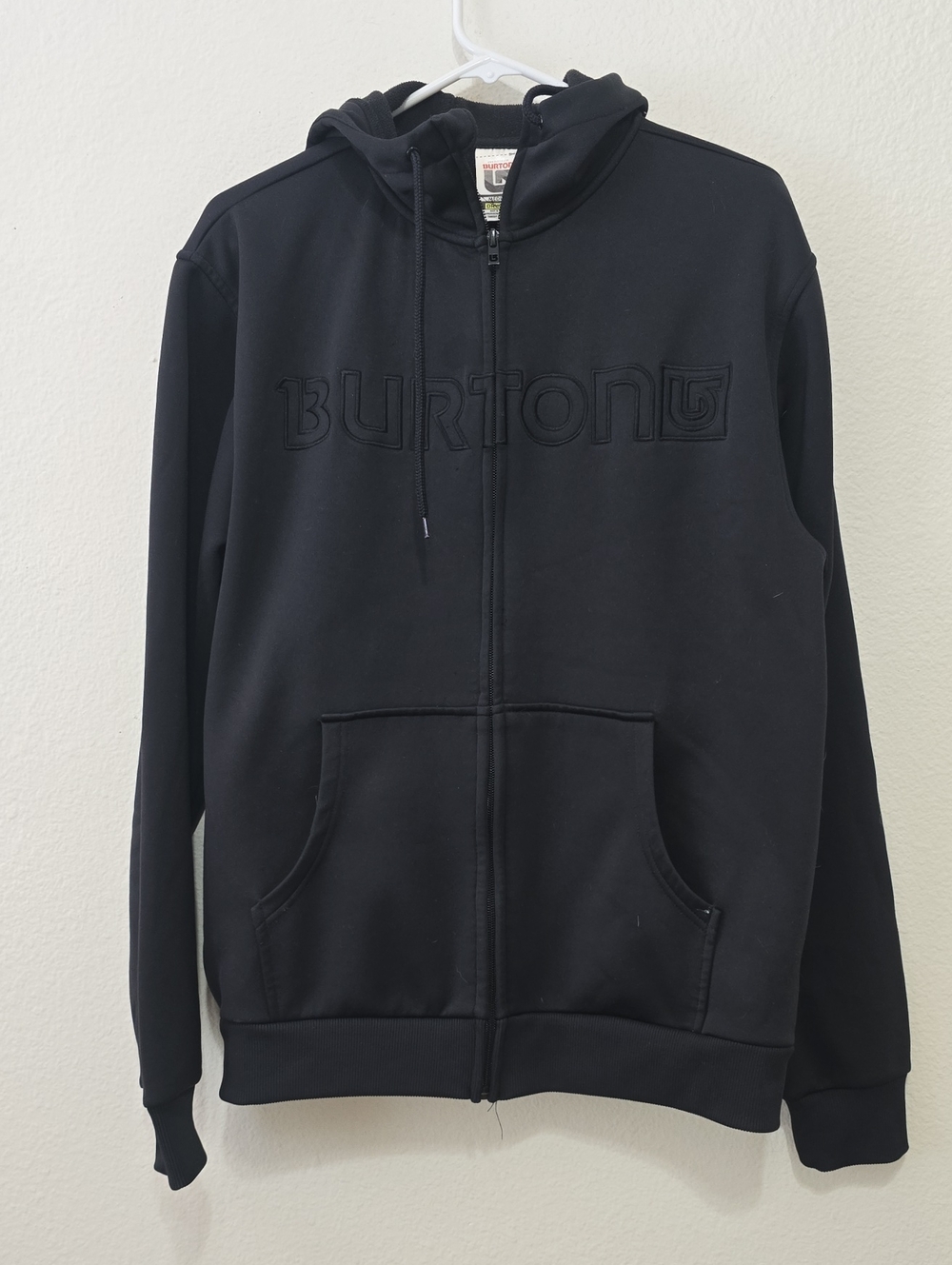 Burton Black Zip-Up Hoodie Jacket with Embossed Logo M